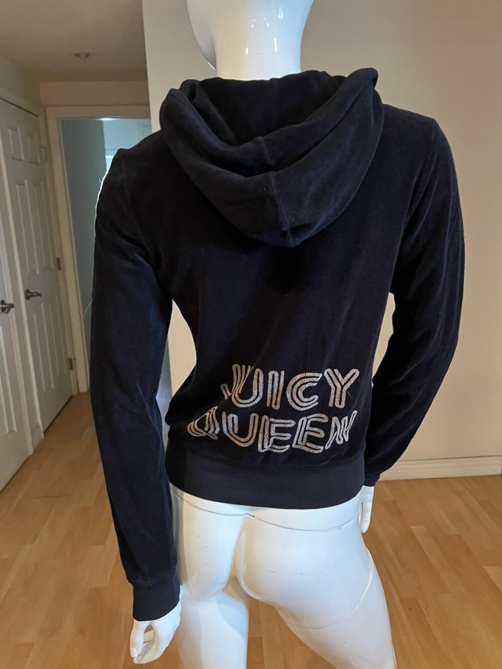 Y2K JUICY COUTURE JUICY QUEEN TERRY CLOTH HOODIE JACKET SZ L LARGE
